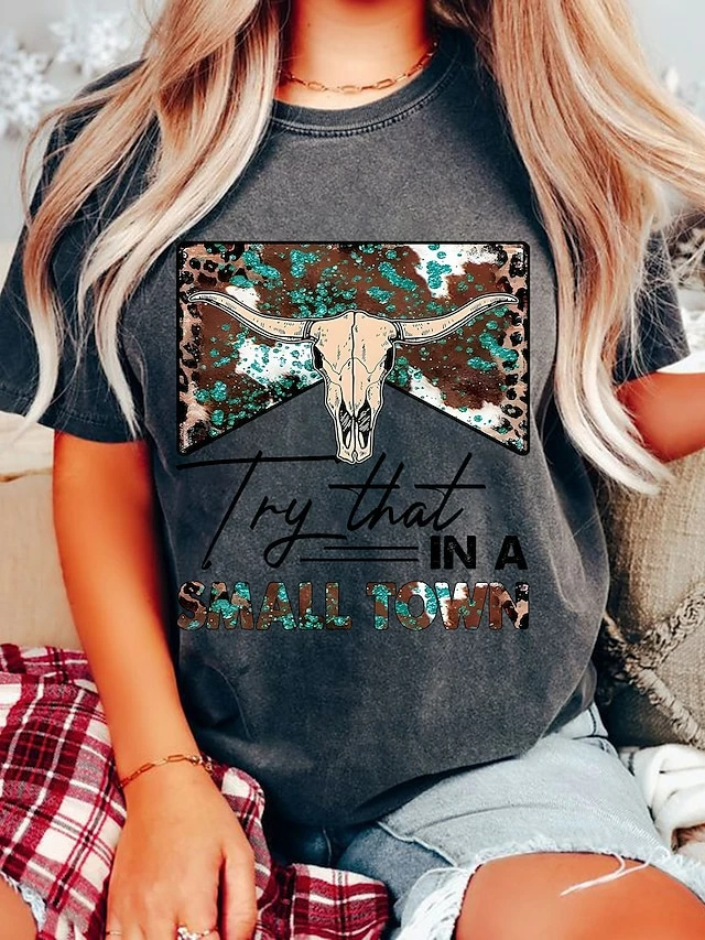 Women's T Shirt Tee Black White Orange Graphic Print Short Sleeve Daily Weekend Basic Round Neck Try That In A Small Town Regular Fit Painting 3 Women's T Shirt Tee Black White Orange Graphic Print Short Sleeve Daily Weekend Basic Round Neck Try That In A Small Town Regular Fit Painting