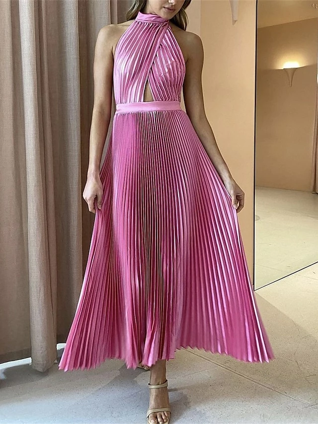 Women's Prom Dress Party Dress Wedding Guest Dress Long Dress Maxi Dress White Pink Purple Sleeveless Pure Color Pleated Summer Spring Halter Neck Fashion Birthday Evening Party Wedding Guest 2023 S 15 Women's Prom Dress Party Dress Wedding Guest Dress Long Dress Maxi Dress White Pink Purple Sleeveless Pure Color Pleated Summer Spring Halter Neck Fashion Birthday Evening Party Wedding Guest 2023 S - Image 13