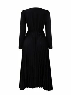 Women's Work Dress Sheath Dress Swing Dress Fashion Winter Dress Office Daily Midi Dress Lace Up Pleated V Neck Long Sleeve Plain Regular Fit Black Yellow Pink Fall Winter S M L XL XXL -LIGHTINTHEBOX Shop tidneg1695027371657