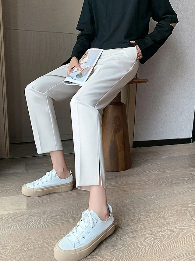 Women's Dress Pants Cropped Pants Ankle-Length Fashion Streetwear Outdoor Office / Career Black White XS S Fall Winter 10 Women's Dress Pants Cropped Pants Ankle-Length Fashion Streetwear Outdoor Office / Career Black White XS S Fall Winter - Image 8