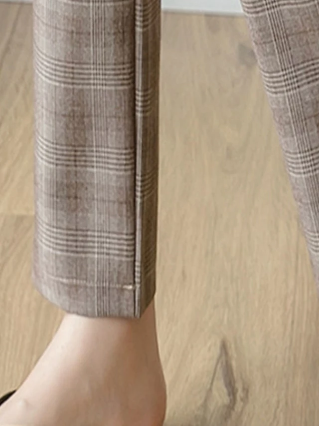 Women's Dress Pants Cropped Pants Ankle-Length Cotton Print Micro-elastic High Waist Fashion Streetwear Formal Work Grey Coffee S M Fall Winter 20 Women's Dress Pants Cropped Pants Ankle-Length Cotton Print Micro-elastic High Waist Fashion Streetwear Formal Work Grey Coffee S M Fall Winter - Image 18