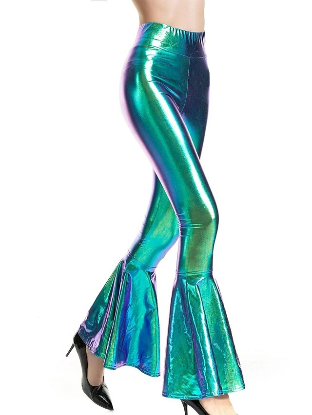 Women's Flared Pants Chinos Pants Trousers Full Length Cotton Micro-elastic High Waist Fashion Streetwear Xmas Party Christmas Laser Silver Moonlight Silver S M Fall Winter 4 Women's Flared Pants Chinos Pants Trousers Full Length Cotton Micro-elastic High Waist Fashion Streetwear Xmas Party Christmas Laser Silver Moonlight Silver S M Fall Winter - Image 2