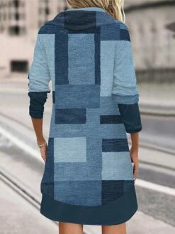 Women's Casual Dress Hoodie Dress Midi Dress Warm Fashion Outdoor Vacation Going Out Hoodie Print Geometric Loose Fit Blue S M L XL XXL -LIGHTINTHEBOX Shop tjzkef1696732746880