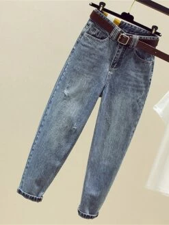 Women‘s Moms Jeans Cropped Pants Ankle-Length Fashion Streetwear Street Daily Blue Dark Gray S M Fall Winter