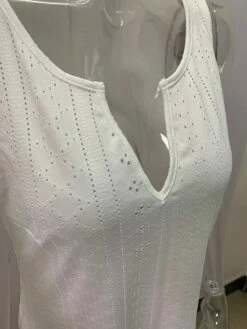 Women's Casual Dress Cotton Linen Dress White Dress Midi Dress Polyester Basic Classic Outdoor Daily Split Neck Eyelet Sleeveless Summer Spring 2023 Regular Fit Black White Pink Plain S M L XL 2XL -LIGHTINTHEBOX Shop tkzahg1695276568574