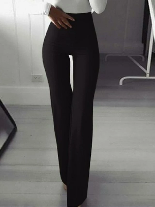 Women's Bell Bottom Pants Trousers Full Length High Waist Fashion Streetwear Xmas Christmas Street Wine Black S M Winter Autumn / Fall 4 Women's Bell Bottom Pants Trousers Full Length High Waist Fashion Streetwear Xmas Christmas Street Wine Black S M Winter Autumn / Fall - Image 2