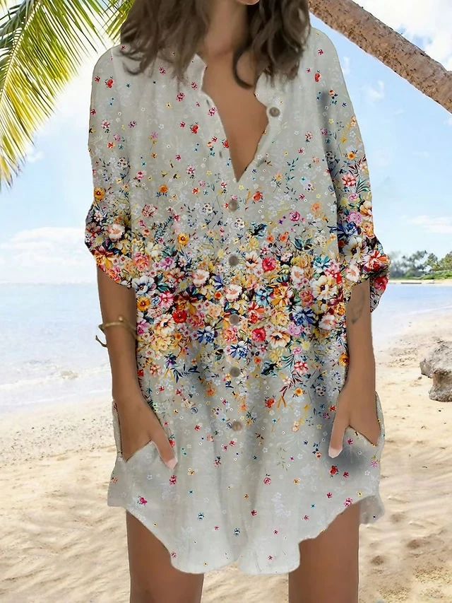 Women's Shirt Dress Casual Dress Shift Dress Mini Dress Outdoor Daily Vacation Polyester Fashion Casual Stand Collar Button Pocket Long Sleeve Summer Spring Fall 2023 Regular Fit White Orange Gray 3 Women's Shirt Dress Casual Dress Shift Dress Mini Dress Outdoor Daily Vacation Polyester Fashion Casual Stand Collar Button Pocket Long Sleeve Summer Spring Fall 2023 Regular Fit White Orange Gray