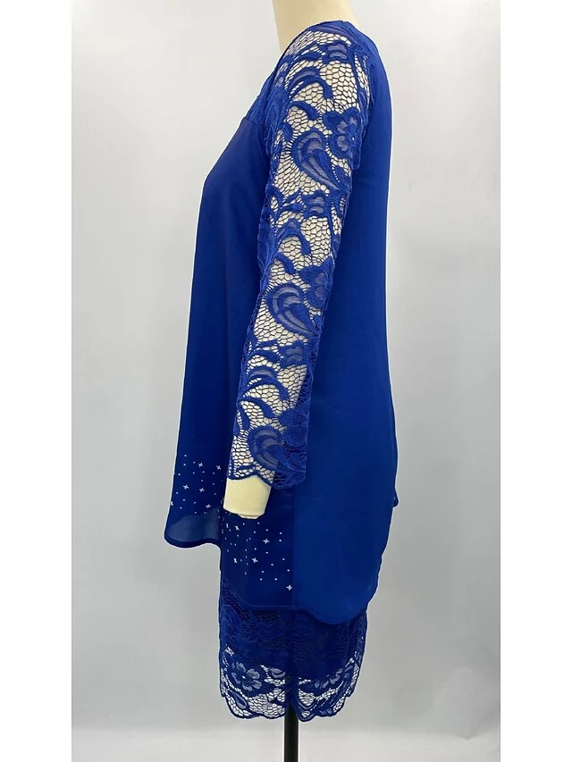 Women's Party Dress Work Dress Sheath Dress Midi Dress Navy Blue Blue Green 3/4 Length Sleeve Pure Color Lace Spring Fall Crew Neck Mature Office Summer Dress Spring Dress 2023 S M L XL XXL 3XL 4XL 9 Women's Party Dress Work Dress Sheath Dress Midi Dress Navy Blue Blue Green 3/4 Length Sleeve Pure Color Lace Spring Fall Crew Neck Mature Office Summer Dress Spring Dress 2023 S M L XL XXL 3XL 4XL - Image 7