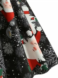 Women's Christmas Party Dress Lace Dress Midi Dress Black Sleeveless Santa Claus Print Hat Lace Ruched Bow Winter Fall Crew Neck Vintage Party 2022 S M L XL 2XL -LIGHTINTHEBOX Shop tnwimh1666258266585