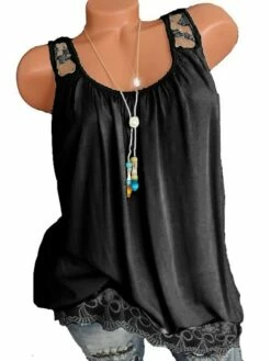 Women's Plus Size Tank Top Black White Pink Solid Color Lace Patchwork Sleeveless Daily Going Out Weekend Basic Casual Strapless Regular Fit Summer Spring -LIGHTINTHEBOX Shop tocubm1655888607262