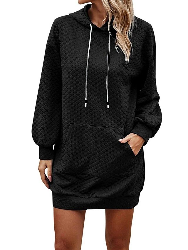 Women's Casual Dress Hoodie Dress Winter Dress Mini Dress Pocket Daily Date Going Out Active Fashion Hooded Long Sleeve 2023 Loose Fit Black Wine Navy Blue Color S M L XL XXL Size 11 Women's Casual Dress Hoodie Dress Winter Dress Mini Dress Pocket Daily Date Going Out Active Fashion Hooded Long Sleeve 2023 Loose Fit Black Wine Navy Blue Color S M L XL XXL Size - Image 9