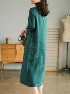 Women's Work Dress Sheath Dress Semi Formal Dress Fashion Midi Dress Button V Neck Half Sleeve Plain Loose Fit White Blue Orange Fall Winter L XL XXL 3XL -LIGHTINTHEBOX Shop tonokm1692601424883