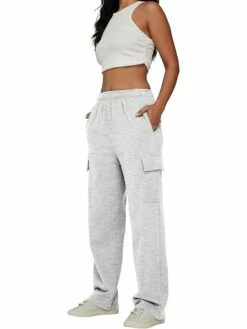 Women‘s Cargo Khaki Pants Wide Leg Trousers Full Length Active Fashion Outdoor Sports & Outdoor Light Gray Black S M Fall Winter -LIGHTINTHEBOX Shop towmeg1694772759572