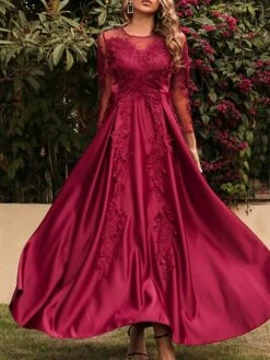 Women's Prom Dress Party Dress Lace Dress Long Dress Maxi Dress Red 3/4 Length Sleeve Pure Color Lace Spring Fall Winter Crew Neck Fashion Party Winter Dress Birthday 2023 S M L XL XXL 19 Women's Prom Dress Party Dress Lace Dress Long Dress Maxi Dress Red 3/4 Length Sleeve Pure Color Lace Spring Fall Winter Crew Neck Fashion Party Winter Dress Birthday 2023 S M L XL XXL -LIGHTINTHEBOX Shop tpnuzn1654751845326