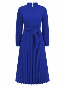 Women's Work Dress Swing Dress Black Dress Fashion Midi Dress Lace Up Ruched Crew Neck Long Sleeve Plain Loose Fit Black Blue Green Fall Winter S M L XL XXL -LIGHTINTHEBOX Shop tpuexz1693300607113