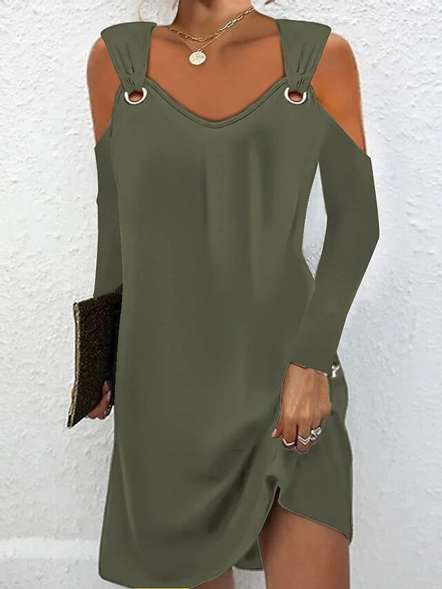 Women's Casual Dress Mini Dress Button Daily Elegant V Neck Long Sleeve 2023 Regular Fit Light Pink Black White Color S M L XL XXL Size 4 Women's Casual Dress Mini Dress Button Daily Elegant V Neck Long Sleeve 2023 Regular Fit Light Pink Black White Color S M L XL XXL Size - Image 2