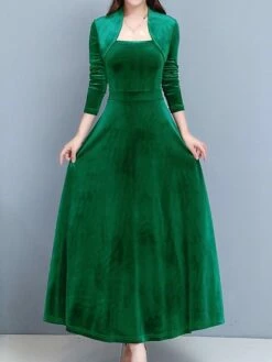 Women's Party Dress Velvet Dress A Line Dress Long Dress Maxi Dress Black Wine Dark Green Long Sleeve Pure Color Ruched Winter Fall Spring Square Neck Stylish Winter Dress Daily 2023 M L XL -LIGHTINTHEBOX Shop trxrye1646723234823