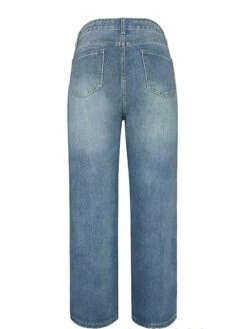 Women's Jeans Wide Leg Cropped Pants Ankle-Length Pocket Micro-elastic High Waist Streetwear Simple Outdoor Vacation Blue S M Spring Fall -LIGHTINTHEBOX Shop tsfqct1689326687223