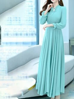 Women's Long Dress Maxi Dress Casual Dress Chiffon Dress Black Dress Plain Streetwear Casual Outdoor Daily Holiday Lace Up Ruched Long Sleeve Crew Neck Dress Regular Fit Black Pink Red Summer Spring -LIGHTINTHEBOX Shop tucbdo1678270478897