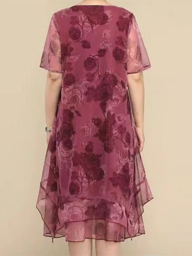 Women's Plus Size Party Dress Cocktail Dress Wedding Guest Dress Midi Dress Wine Blue Short Sleeve Floral Mesh Summer Spring Fall Crew Neck Fashion Wedding Guest Vacation Summer Dress 2023 L XL XXL 12 Women's Plus Size Party Dress Cocktail Dress Wedding Guest Dress Midi Dress Wine Blue Short Sleeve Floral Mesh Summer Spring Fall Crew Neck Fashion Wedding Guest Vacation Summer Dress 2023 L XL XXL - Image 10