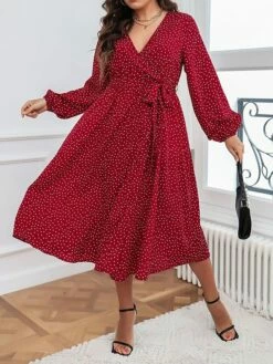 Women's Plus Size Party Dress Wedding Guest Dress Red Dress Midi Dress Red Long Sleeve Polka Dot With Belt Spring Fall Winter V Neck Fashion Winter Dress Evening Party Wedding Guest 2023 XL XXL 3XL 6 Women's Plus Size Party Dress Wedding Guest Dress Red Dress Midi Dress Red Long Sleeve Polka Dot With Belt Spring Fall Winter V Neck Fashion Winter Dress Evening Party Wedding Guest 2023 XL XXL 3XL -LIGHTINTHEBOX Shop tuwtku1693535277604