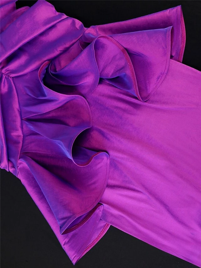 Women's Party Dress Cocktail Dress Satin Dress Midi Dress Purple Short Sleeve Pure Color Ruched Summer Spring Fall Off Shoulder Fashion Wedding Guest Vacation Summer Dress 2023 S M L XL XXL 3XL 4XL 5 Women's Party Dress Cocktail Dress Satin Dress Midi Dress Purple Short Sleeve Pure Color Ruched Summer Spring Fall Off Shoulder Fashion Wedding Guest Vacation Summer Dress 2023 S M L XL XXL 3XL 4XL - Image 3