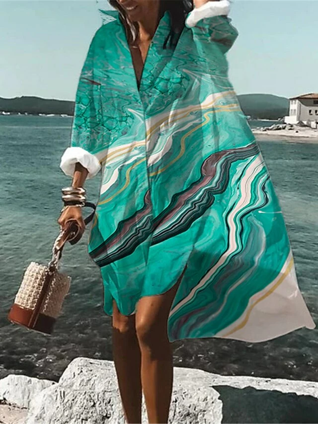 Women's Shirt Dress Casual Dress Swing Dress Mini Dress Outdoor Daily Vacation Polyester Fashion Casual Shirt Collar Button Print Long Sleeve Summer Spring Fall 2023 Loose Fit Black Red Blue Floral 4 Women's Shirt Dress Casual Dress Swing Dress Mini Dress Outdoor Daily Vacation Polyester Fashion Casual Shirt Collar Button Print Long Sleeve Summer Spring Fall 2023 Loose Fit Black Red Blue Floral - Image 2