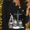 Women's T Shirt Tee Christmas Shirt Black Snowman Button Print Long Sleeve Christmas Weekend Festival / Holiday Christmas V Neck Regular Fit Painting Spring &Fall 1 Women's T Shirt Tee Christmas Shirt Black Snowman Button Print Long Sleeve Christmas Weekend Festival / Holiday Christmas V Neck Regular Fit Painting Spring &Fall -LIGHTINTHEBOX Shop tvtujp1695120480305