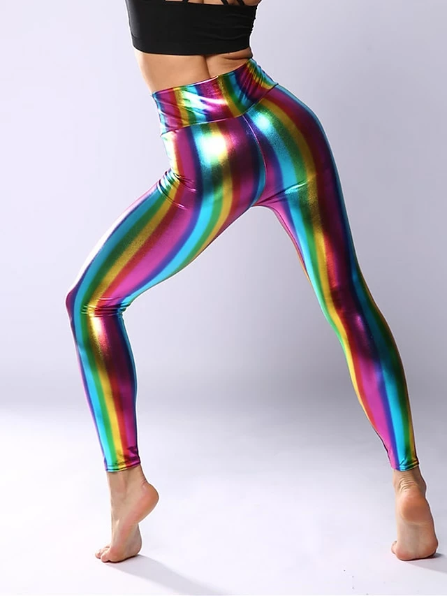 Women's Shiny Leggings Metallic Ankle-Length Fashion Streetwear Party Street Robin's Egg Blue S M Summer Spring 8 Women's Shiny Leggings Metallic Ankle-Length Fashion Streetwear Party Street Robin's Egg Blue S M Summer Spring - Image 6