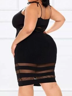 Women's Plus Size Curve Party Dress Bodycon Sheath Dress Plain Midi Dress Sleeveless Mesh Backless Strap Fashion Party Black Spring Fall XL XXL 3XL 4XL 5XL -LIGHTINTHEBOX Shop twyxec1694151472525
