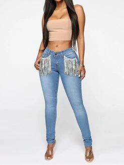 Women's Jeans Slim Pants Trousers Full Length Fashion Streetwear Street Daily Black Dark Blue S M Fall Winter -LIGHTINTHEBOX Shop txdlqt1693986764995