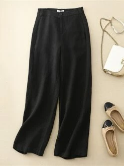 Women's Wide Leg Pants Trousers Full Length Fashion Streetwear Street Daily Grey Black M L Fall Winter