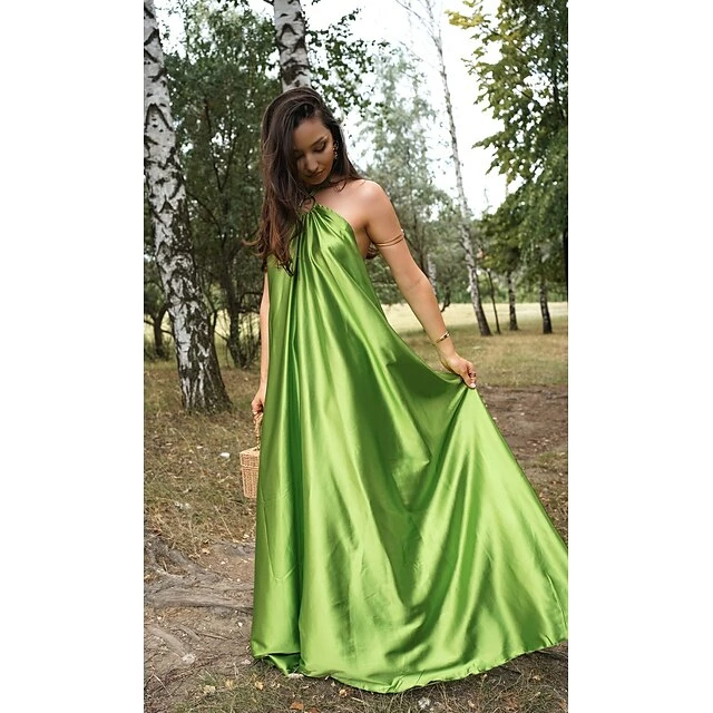Women's Party Dress Satin Dress Long Dress Maxi Dress Blue Orange Green Sleeveless Pure Color Backless Summer Spring Halter Neck Fashion Loose Fit 2023 S M L XL 13 Women's Party Dress Satin Dress Long Dress Maxi Dress Blue Orange Green Sleeveless Pure Color Backless Summer Spring Halter Neck Fashion Loose Fit 2023 S M L XL - Image 11