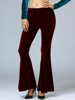 Women's Bootcut Bell Bottom Pants Trousers Full Length Micro-elastic Mid Waist Fashion Streetwear Party Street Wine Black S M Fall Winter -LIGHTINTHEBOX Shop txqiue1691564845815
