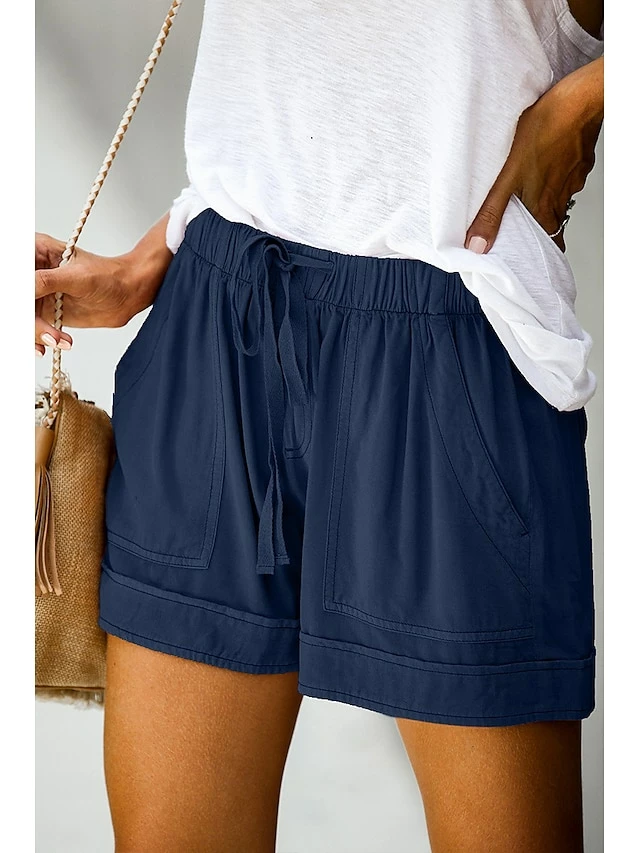 Women's Basic Essential Casual Shorts Wide Leg Baggy Pocket Short Daily Holiday Micro-elastic Simple Cotton Blend Lightweight Outdoor Mid Waist Light Blue Wine Red Pink ArmyGreen Orange & Red 6 Women's Basic Essential Casual Shorts Wide Leg Baggy Pocket Short Daily Holiday Micro-elastic Simple Cotton Blend Lightweight Outdoor Mid Waist Light Blue Wine Red Pink ArmyGreen Orange & Red - Image 4