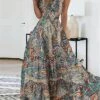 Women's Casual Dress Ethnic Dress Swing Dress Floral Paisley Pocket Print V Neck Long Dress Maxi Dress Vintage Ethnic Outdoor Daily Sleeveless Regular Fit Light Green Red Purple Summer Spring S M L