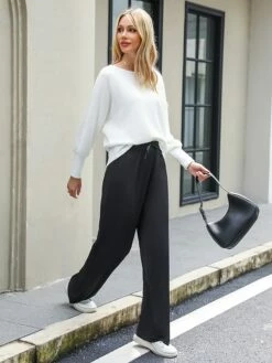 Women's Straight Long Basic Classic Casual Daily Wear Black Pink S M All Seasons