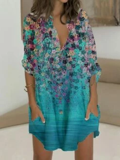 Women's Shirt Dress Casual Dress Shift Dress Mini Dress Outdoor Daily Vacation Polyester Fashion Casual Stand Collar Button Pocket Long Sleeve Summer Spring Fall 2023 Regular Fit Blue Purple Green -LIGHTINTHEBOX Shop tztcsf1677146428977