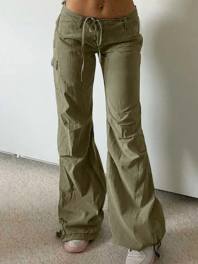 Women‘s Cargo Parachute pants Trousers Full Length Pocket Micro-elastic Low Rise Fashion Streetwear Street Daily Dark Brown Black S M Fall Winter 3 Women‘s Cargo Parachute pants Trousers Full Length Pocket Micro-elastic Low Rise Fashion Streetwear Street Daily Dark Brown Black S M Fall Winter