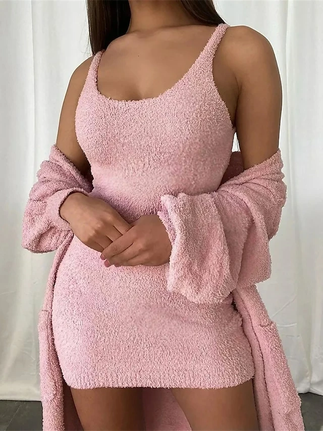 Women's Two Piece Dress Set Casual Dress Sheath Dress Outdoor Daily Fashion Modern Pocket Mini Dress Crew Neck Long Sleeve Plain Loose Fit Pink Fall Winter S M L XL XXL 3 Women's Two Piece Dress Set Casual Dress Sheath Dress Outdoor Daily Fashion Modern Pocket Mini Dress Crew Neck Long Sleeve Plain Loose Fit Pink Fall Winter S M L XL XXL