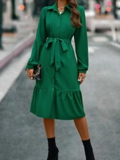 Women's Shirt Dress Casual Dress Maxi Long Dress Outdoor Daily Polyester Basic Classic Shirt Collar Lace Up Button Long Sleeve Spring Fall Winter 2023 Loose Fit Blue Green Pure Color S M L XL 9 Women's Shirt Dress Casual Dress Maxi Long Dress Outdoor Daily Polyester Basic Classic Shirt Collar Lace Up Button Long Sleeve Spring Fall Winter 2023 Loose Fit Blue Green Pure Color S M L XL -LIGHTINTHEBOX Shop ublkdz1693200162753