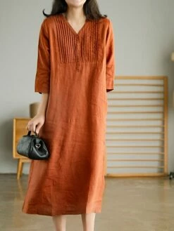 Women's Work Dress Sheath Dress Semi Formal Dress Fashion Midi Dress Button V Neck Half Sleeve Plain Loose Fit White Blue Orange Fall Winter L XL XXL 3XL -LIGHTINTHEBOX Shop ubpzcp1692601434456
