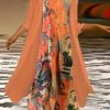 Women's Dress Set Two Piece Dress Church Dress Midi Dress Orange 3/4 Length Sleeve Floral Print Summer Spring Crew Neck Fashion 2023 S M L XL XXL 3XL -LIGHTINTHEBOX Shop ucxbzx1692943396620