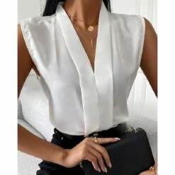Sleeveless V-Neck Plain Casual Top