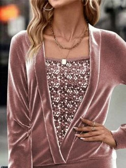 Women's Casual Dress Velvet Dress Mini Dress Warm Fashion Outdoor Holiday Vacation Crew Neck Pure Color Pure Color Regular Fit Pink S M L XL XXL -LIGHTINTHEBOX Shop udfyxn1696756902056