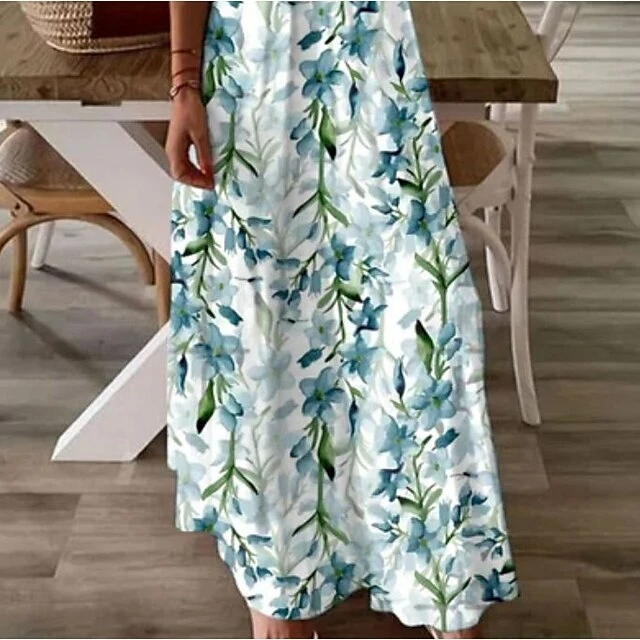 Women's Casual Dress Maxi Long Dress Green Short Sleeve Floral Ruched Spring Summer V Neck Stylish 2023 S M L XL XXL 3XL 5 Women's Casual Dress Maxi Long Dress Green Short Sleeve Floral Ruched Spring Summer V Neck Stylish 2023 S M L XL XXL 3XL - Image 3