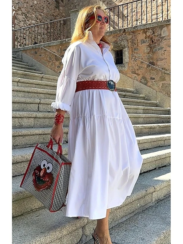 Women's Shirt Dress Casual Dress Swing Dress Maxi Long Dress Outdoor Daily Polyester Fashion Casual Shirt Collar Lace Up Button Long Sleeve Summer Spring Fall 2023 Regular Fit Black White Pink Pure 16 Women's Shirt Dress Casual Dress Swing Dress Maxi Long Dress Outdoor Daily Polyester Fashion Casual Shirt Collar Lace Up Button Long Sleeve Summer Spring Fall 2023 Regular Fit Black White Pink Pure - Image 14