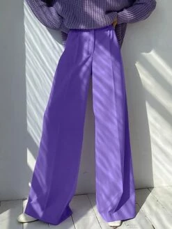 Women's Wide Leg Chinos Pants Trousers Full Length Fashion Streetwear Street Daily Amethyst Black S M Fall Winter