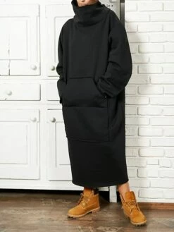 Women's Sweatshirt Dress Casual Dress Midi Dress Fashion Daily Outdoor Vacation Going Out Turtleneck Pocket Solid Color Regular Fit Black Yellow Purple S M L XL XXL -LIGHTINTHEBOX Shop ugeqdb1697541676976