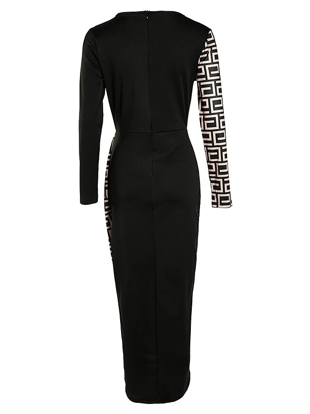 Women's Party Dress Bodycon Sheath Dress Midi Dress Black And White Stripes Long Sleeve Check Zipper Winter Fall Autumn V Neck Modern Winter Dress Weekend Fall Dress Slim 2023 S M L XL XXL 4 Women's Party Dress Bodycon Sheath Dress Midi Dress Black And White Stripes Long Sleeve Check Zipper Winter Fall Autumn V Neck Modern Winter Dress Weekend Fall Dress Slim 2023 S M L XL XXL - Image 2